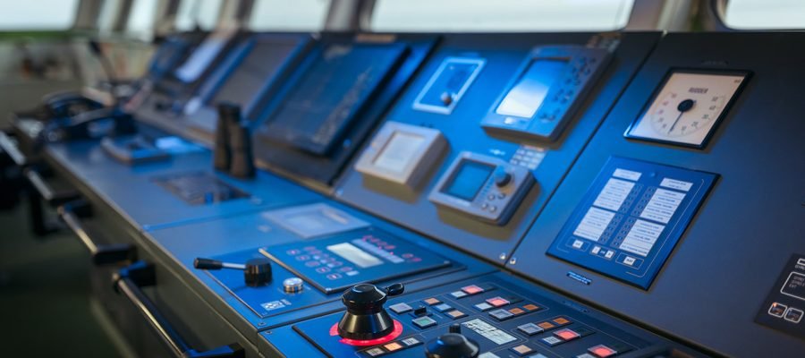 Wheelhouse control board of modern industry ship; Shutterstock ID 1763744888; purchase_order: -; job: -; Name of competition (if applicable): -; other: -